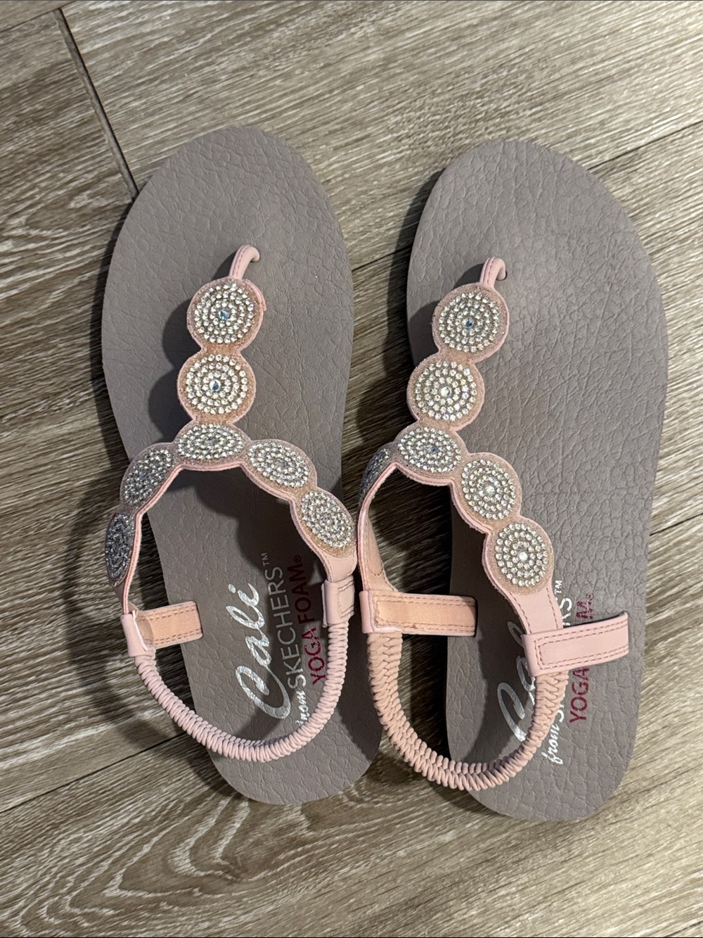 Skechers Pink Jeweled T-Strap Sandals size 9